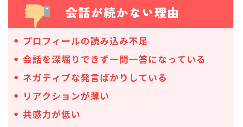 お見合いの会話が続かない理由5選